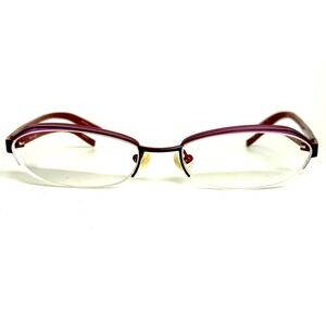 Miki M0626 Purple Red Semi Rimless Oval Eyeglasses Frames Col 05 50-17-135